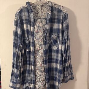 Bethany Mota Blue and White Plaid Shirt